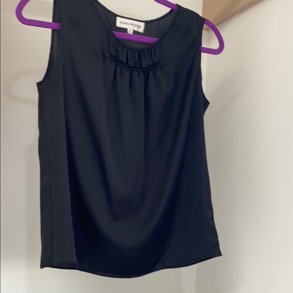 Evan Picone Black Ruched Sleeveless Blouse